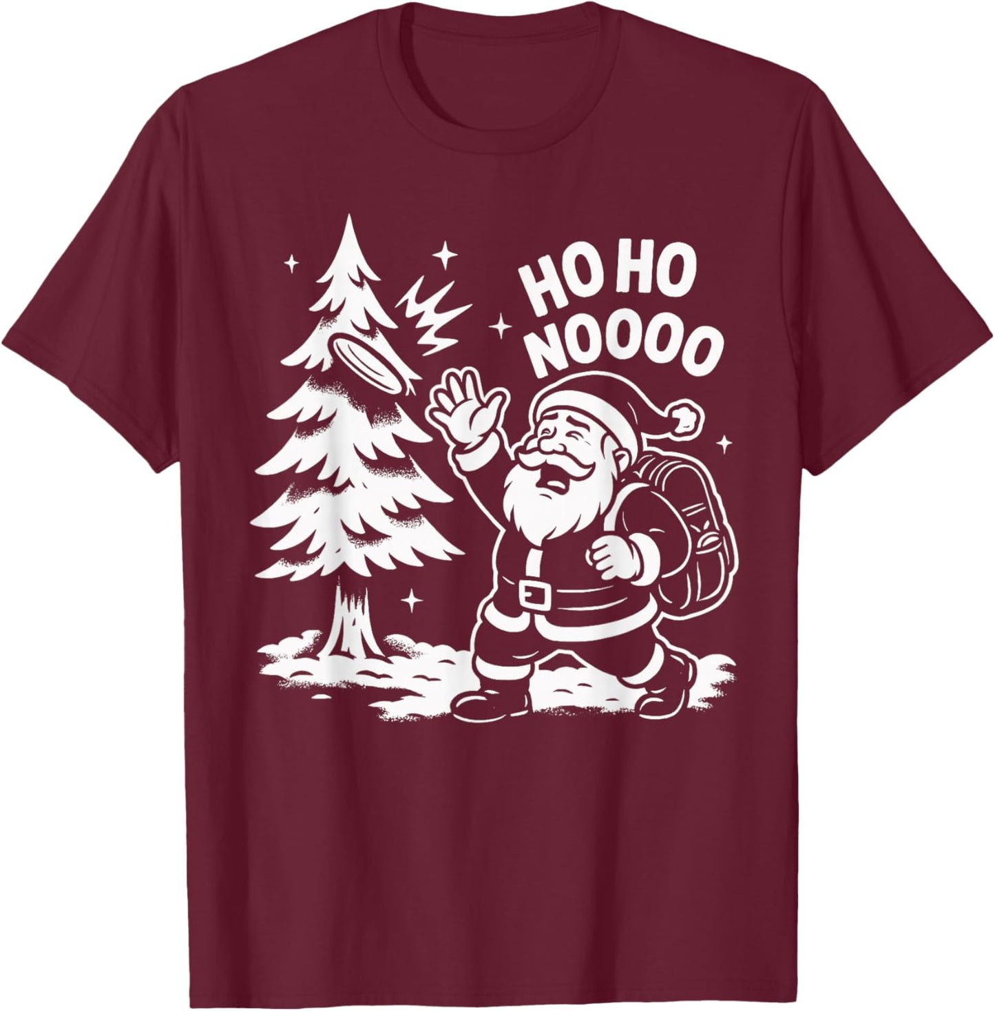 Santa Disc Fun Golf Ho Ho Noooo Holiday T-Shirt - T-Shirt | Maroon