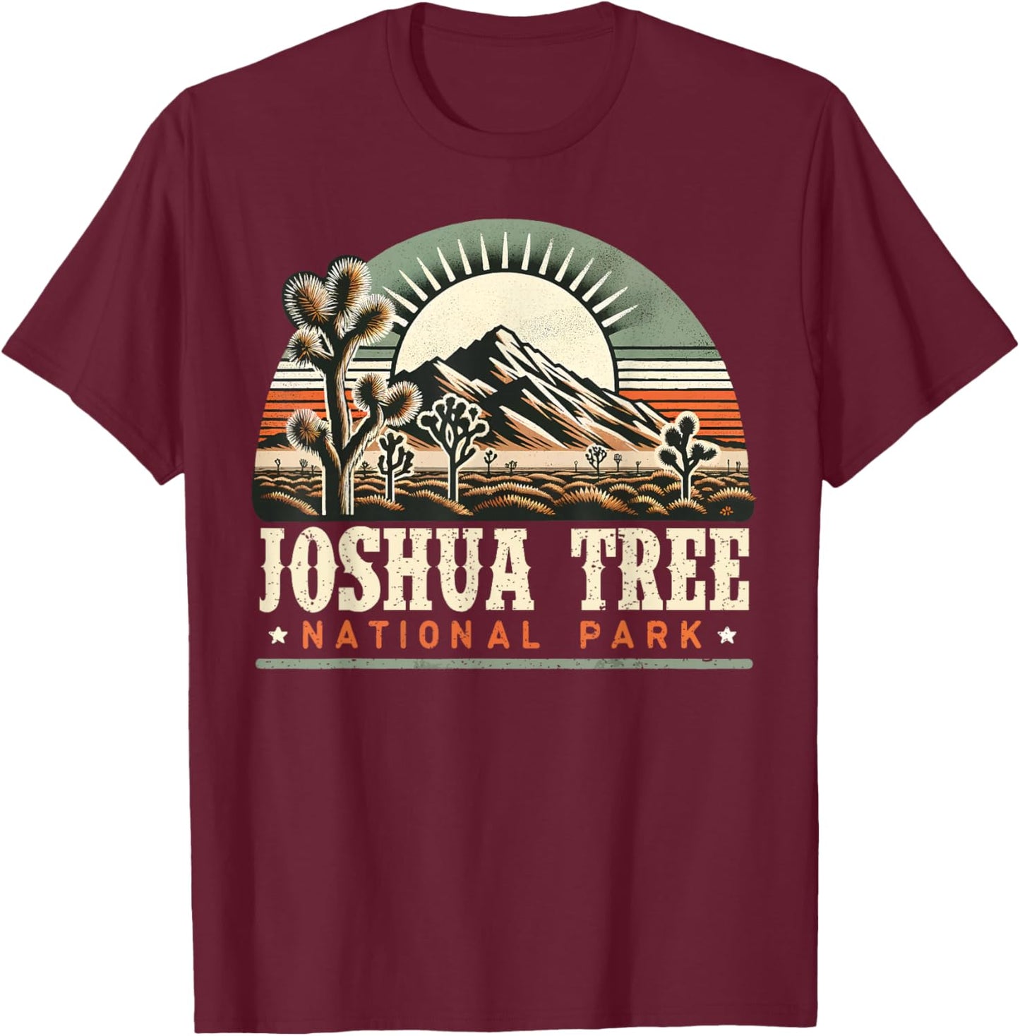 Joshua Tree National Park Retro Vintage Hike Camping Outdoor T-Shirt - T-Shirt | Maroon