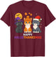 Cat Halloween Christmas Happy Hallothanksmas Thanksgiving T-Shirt - T-Shirt | Maroon