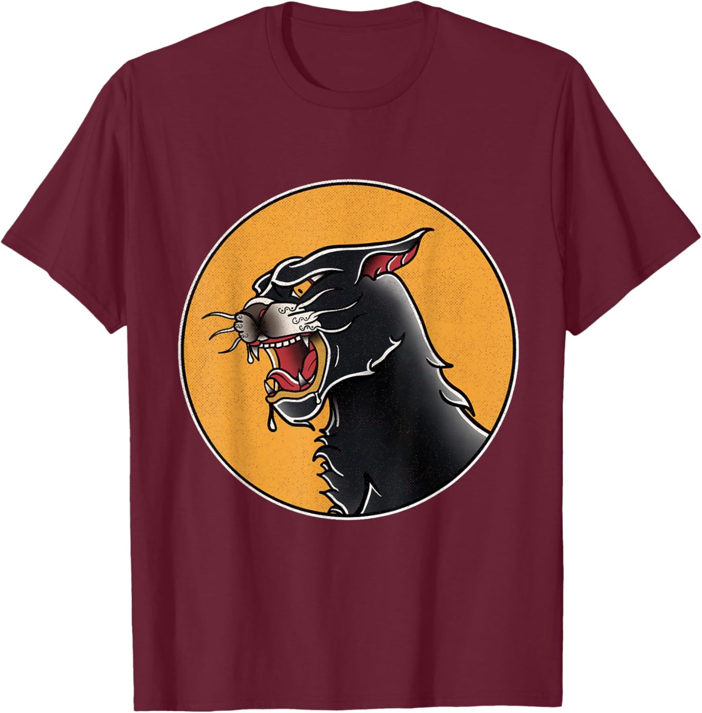 Vintage American Traditional Panther Tattoo T-Shirt - T-Shirt | Maroon