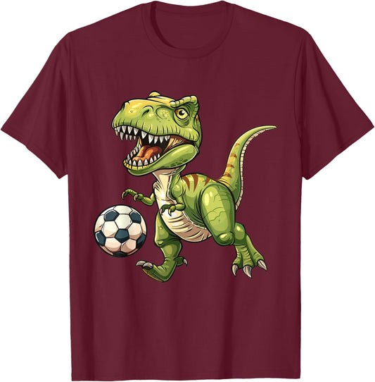 T-Rex playing soccer ball, soccer for kids T-Shirt - T-Shirt | Maroon