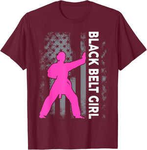 Black Belt Girl Karate Jiu Jitsu Taekwondo Martial Arts T-Shirt - T-Shirt | Maroon