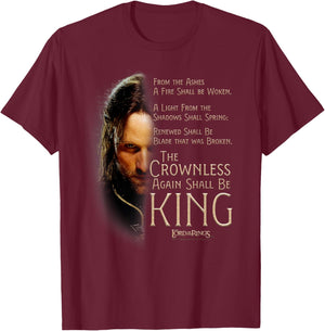 The Lord of The Rings Aragorn Crownless King T-Shirt - T-Shirt | Maroon