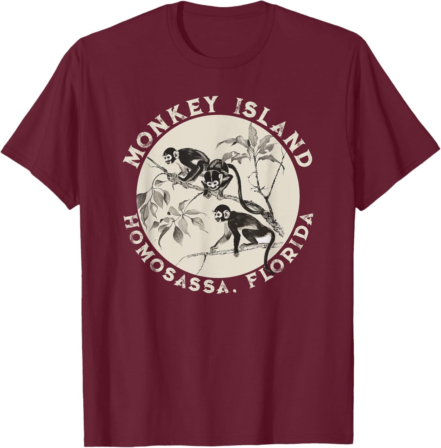 Homosassa Florida Island Of The Spider Monkeys T-Shirt - T-Shirt | Maroon