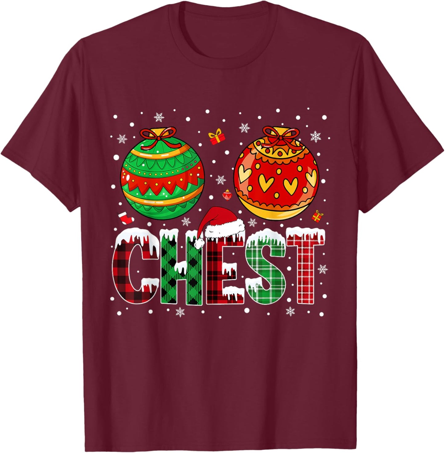 Chestnuts Matching Family Funny Chest Nuts Christmas Couples T-Shirt - T-Shirt | Maroon
