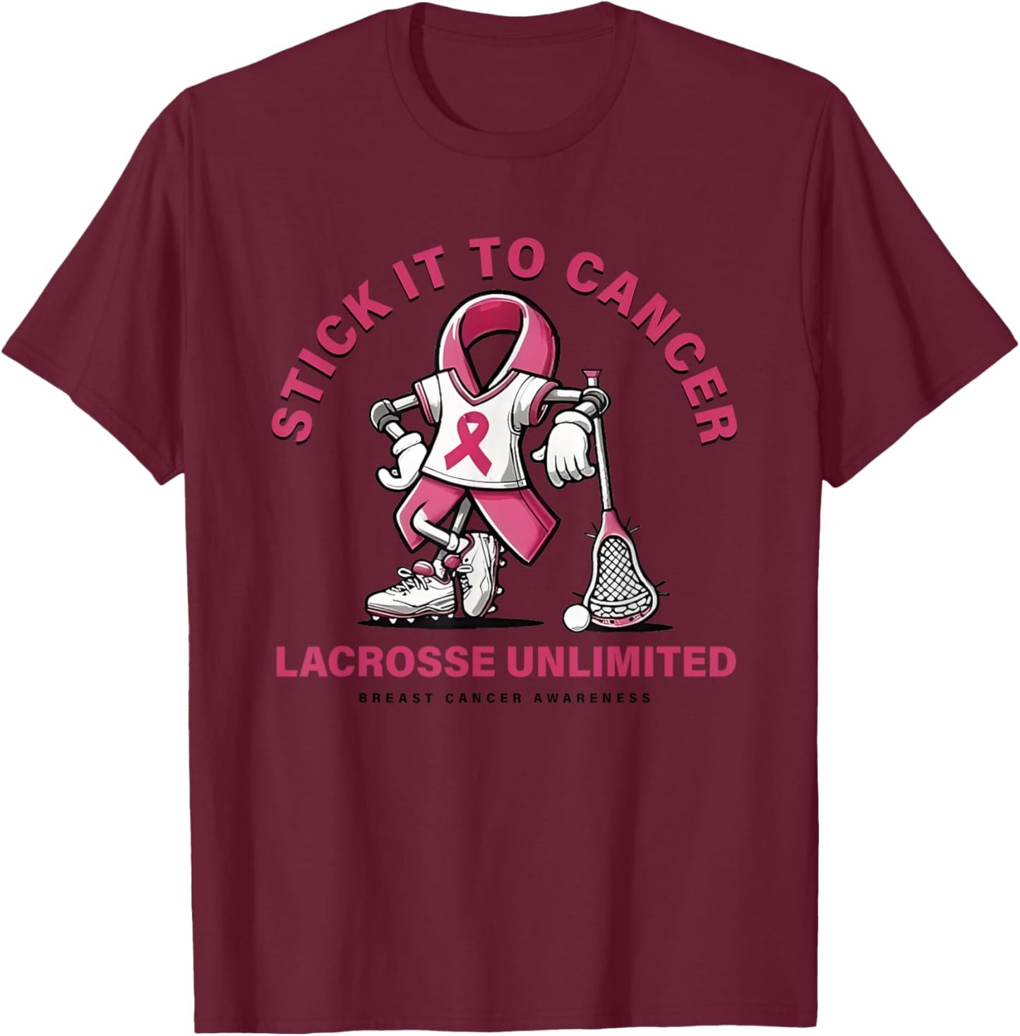 Stick It To Cancer Lacrosse Unlimited T-Shirt - T-Shirt | Maroon