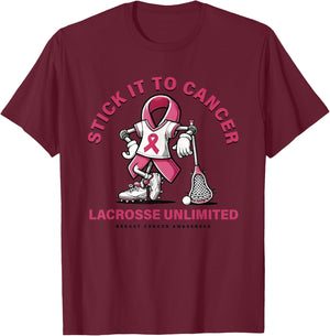 Stick It To Cancer Lacrosse Unlimited T-Shirt - T-Shirt | Maroon