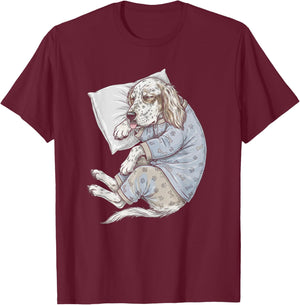 Funny Sleepy English Setter Pajama Men Women Kids T-Shirt - T-Shirt | Maroon