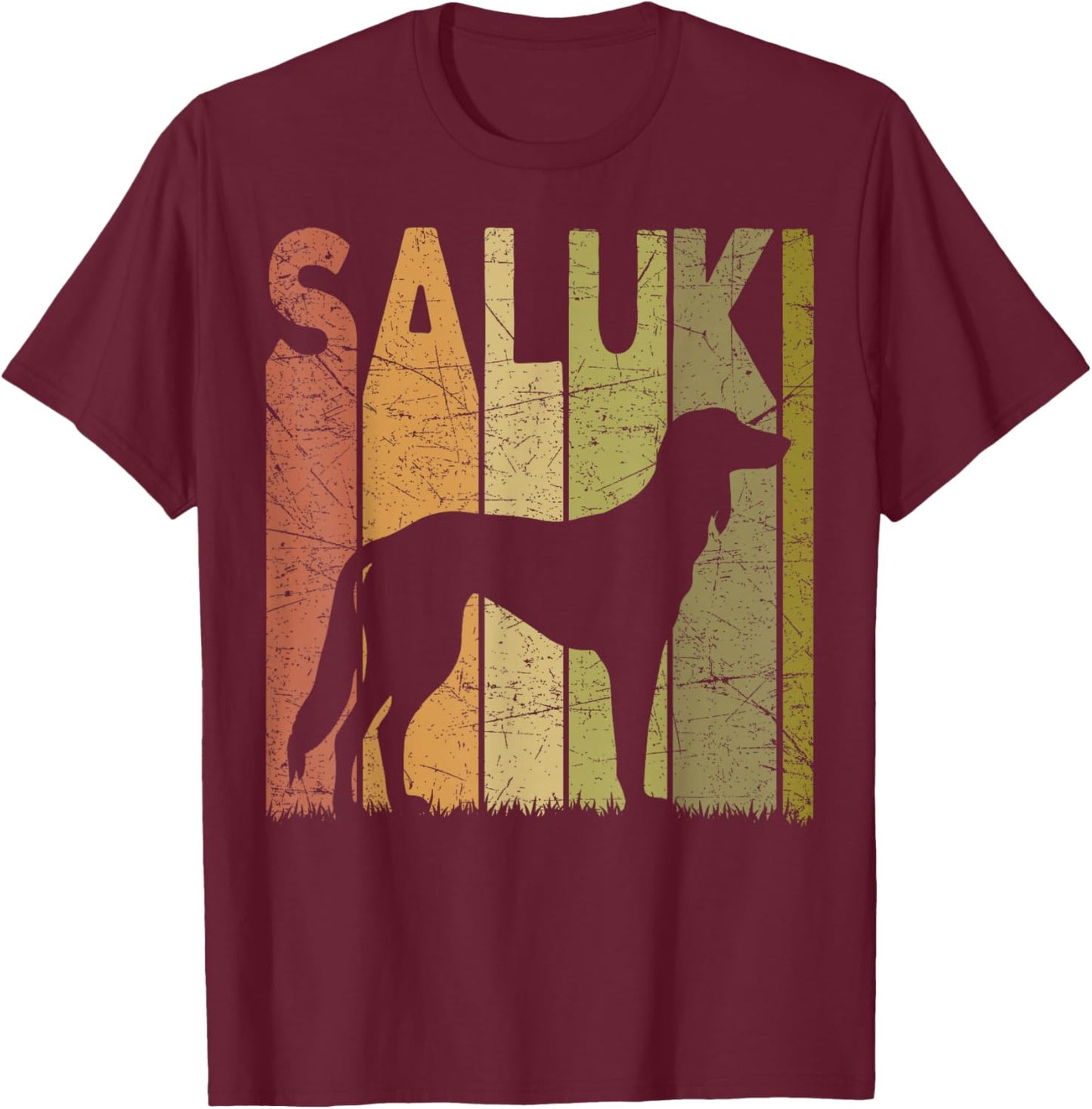 Saluki Vintage Saluki Dog Retro Dog Saluki Lover Men Women Girls Kids T-Shirt - T-Shirt | Maroon