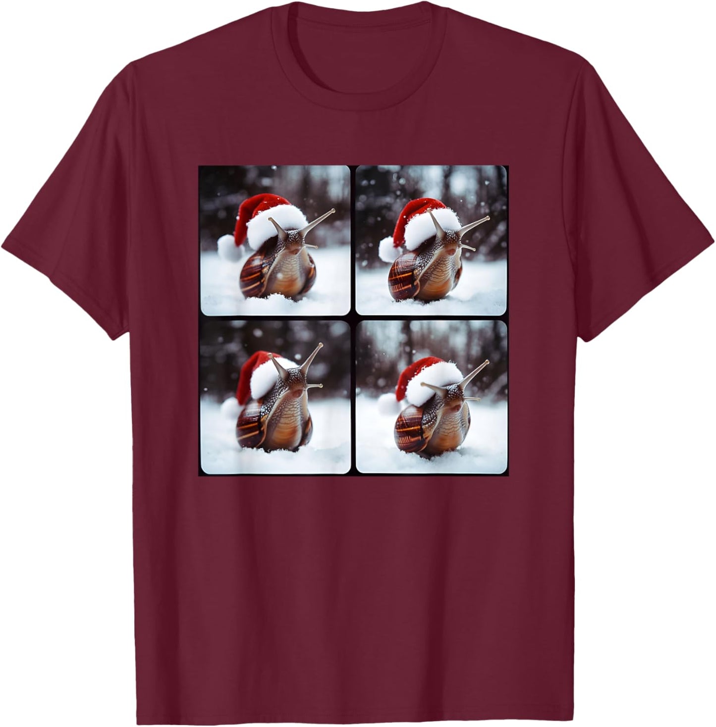 Funny Gastropod Christmas Snail Santa T-Shirt - T-Shirt | Maroon
