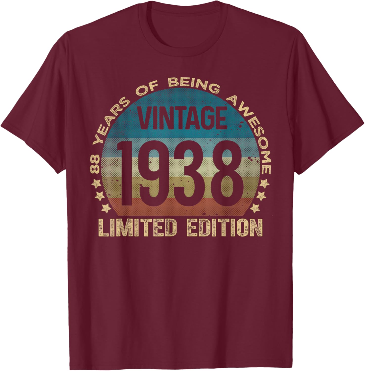 88 Year Old Gifts Vintage 1938 Limited Edition 88th Birthday T-Shirt - T-Shirt | Maroon