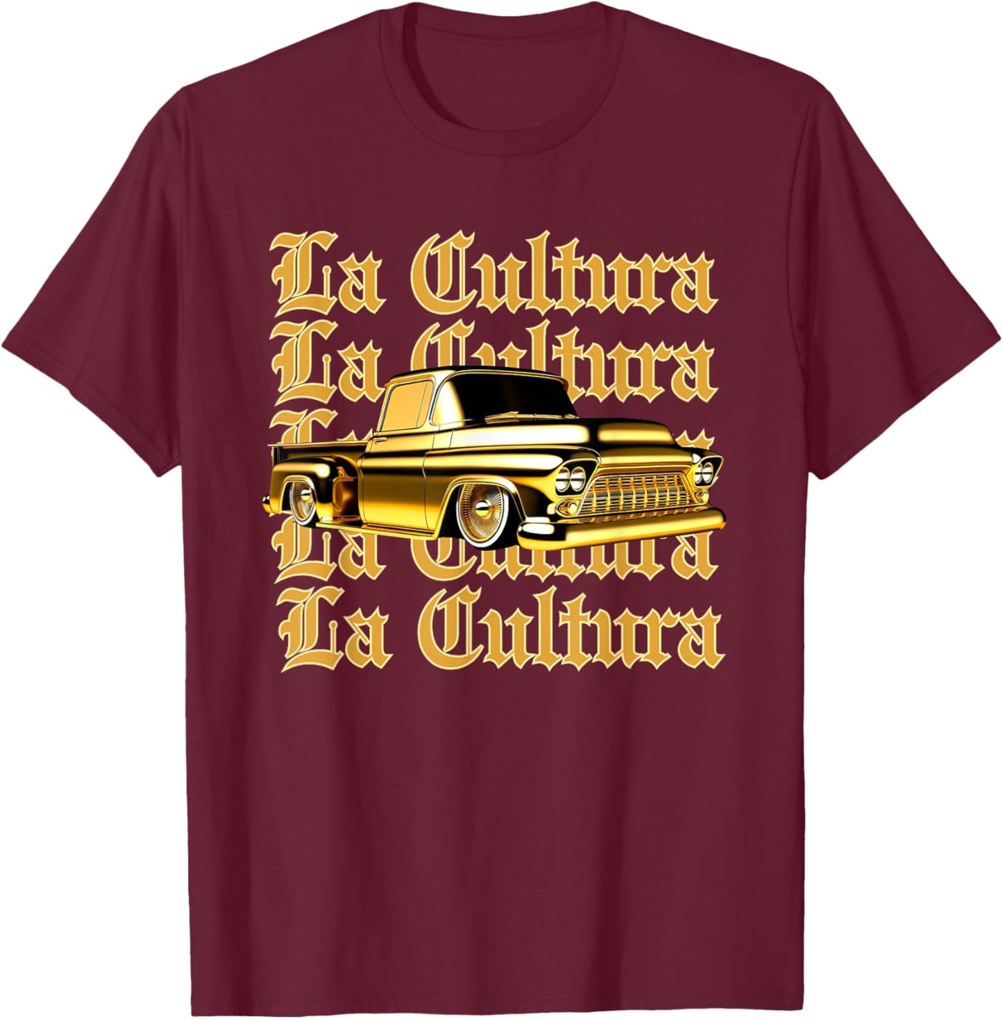 Chicano Mexican Culture Lowrider Classic La Cultura Truck T-Shirt - T-Shirt | Maroon