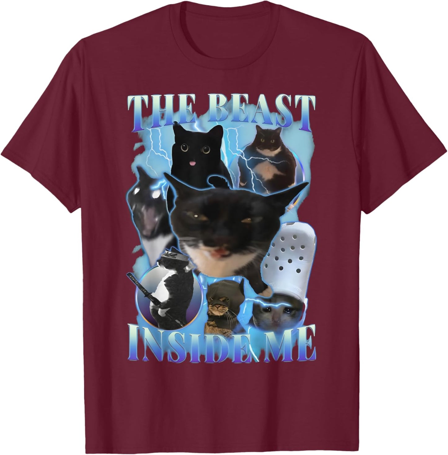 Funny Cat Meme Bootleg Sarcastic Quote The Beast Inside Me T-Shirt - T-Shirt | Maroon