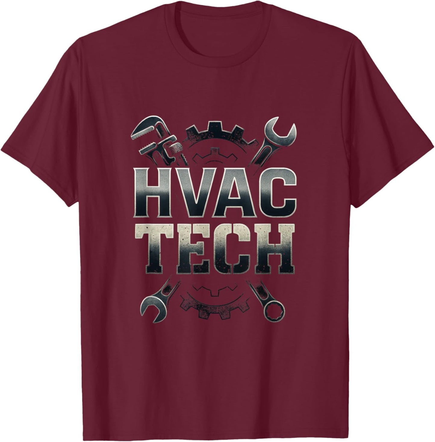 HVAC TECH - Retro Journeyman Technician T-Shirt - T-Shirt | Maroon