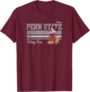 Penn State Nittany Lions Mickey Mouse Vintage Black T-Shirt - T-Shirt | Maroon