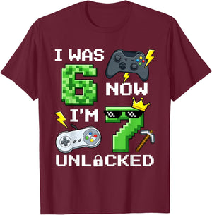 I was 6 Now I'm 7 Unlocked 7th Birthday 6 7 Birthday Boys T-Shirt - T-Shirt | Maroon