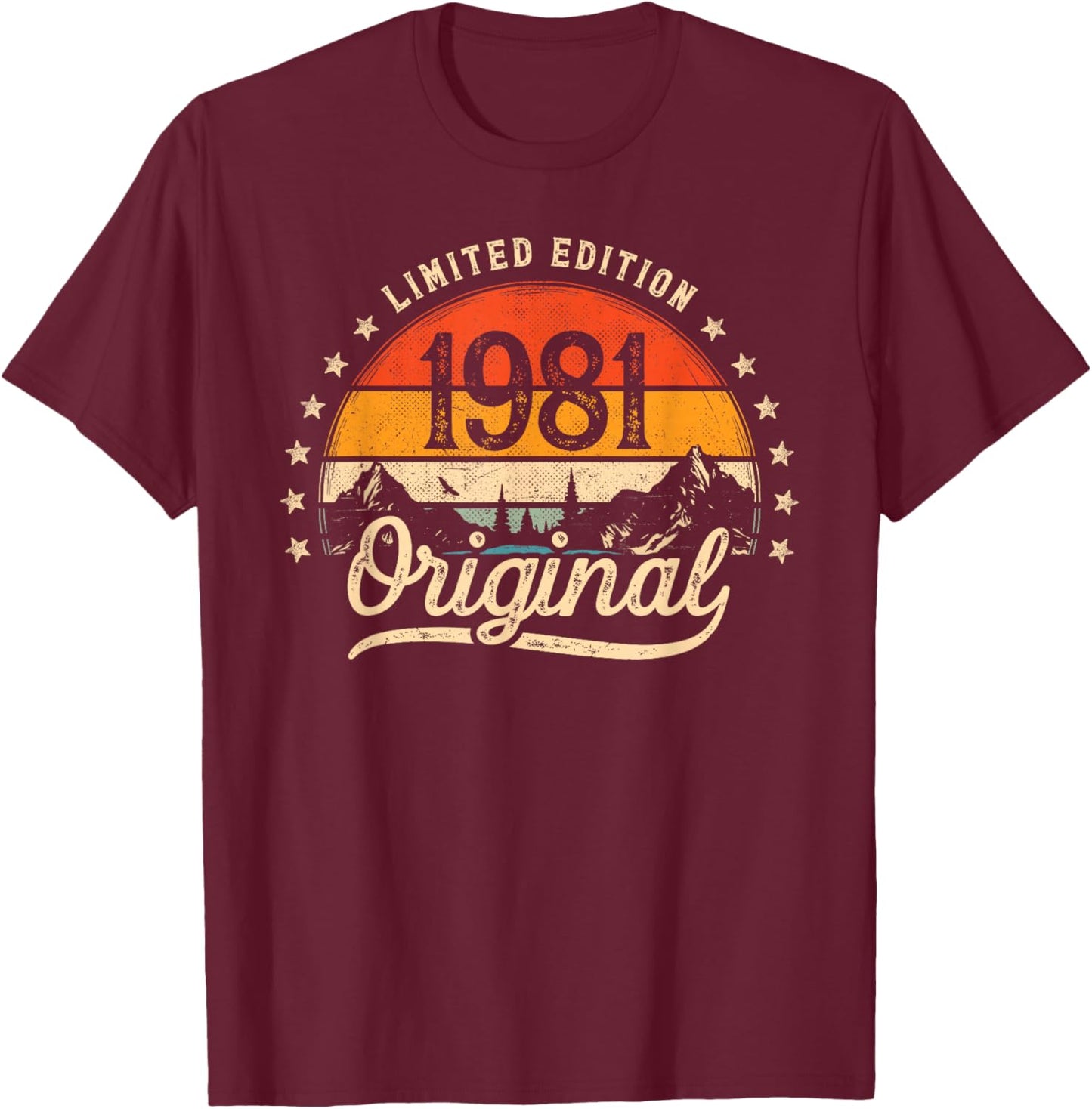 Limited Edition Original 1981 Vintage 45. Geburtstag Mann T-Shirt - T-Shirt | Maroon