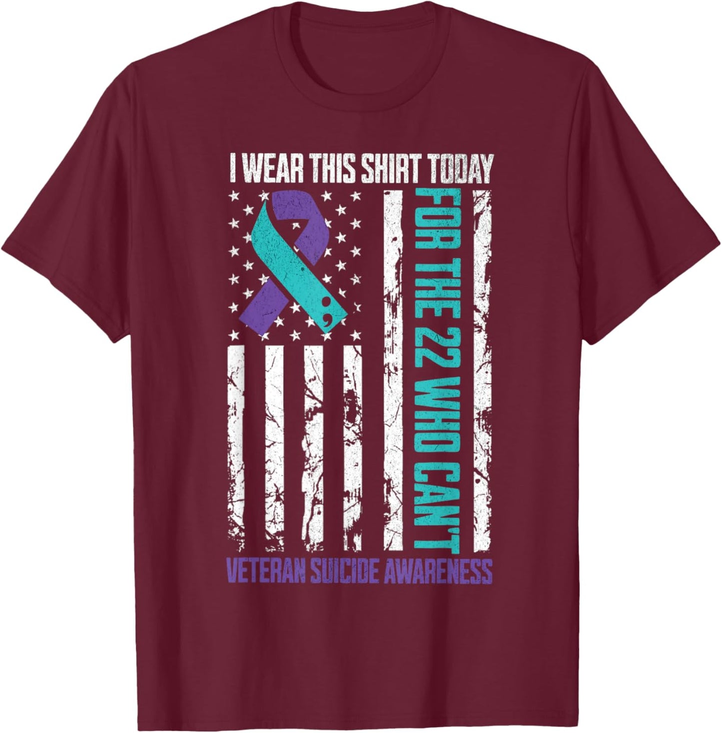 Military Veteran Suicide Awareness Month Suicide Prevention T-Shirt - T-Shirt | Maroon