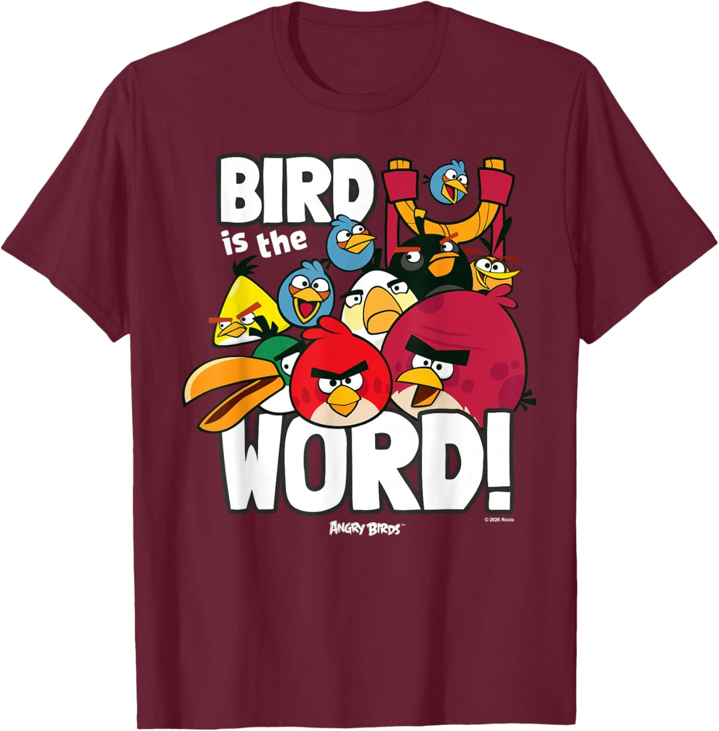 Angry Birds Group Bird is the Word T-Shirt - T-Shirt | Maroon