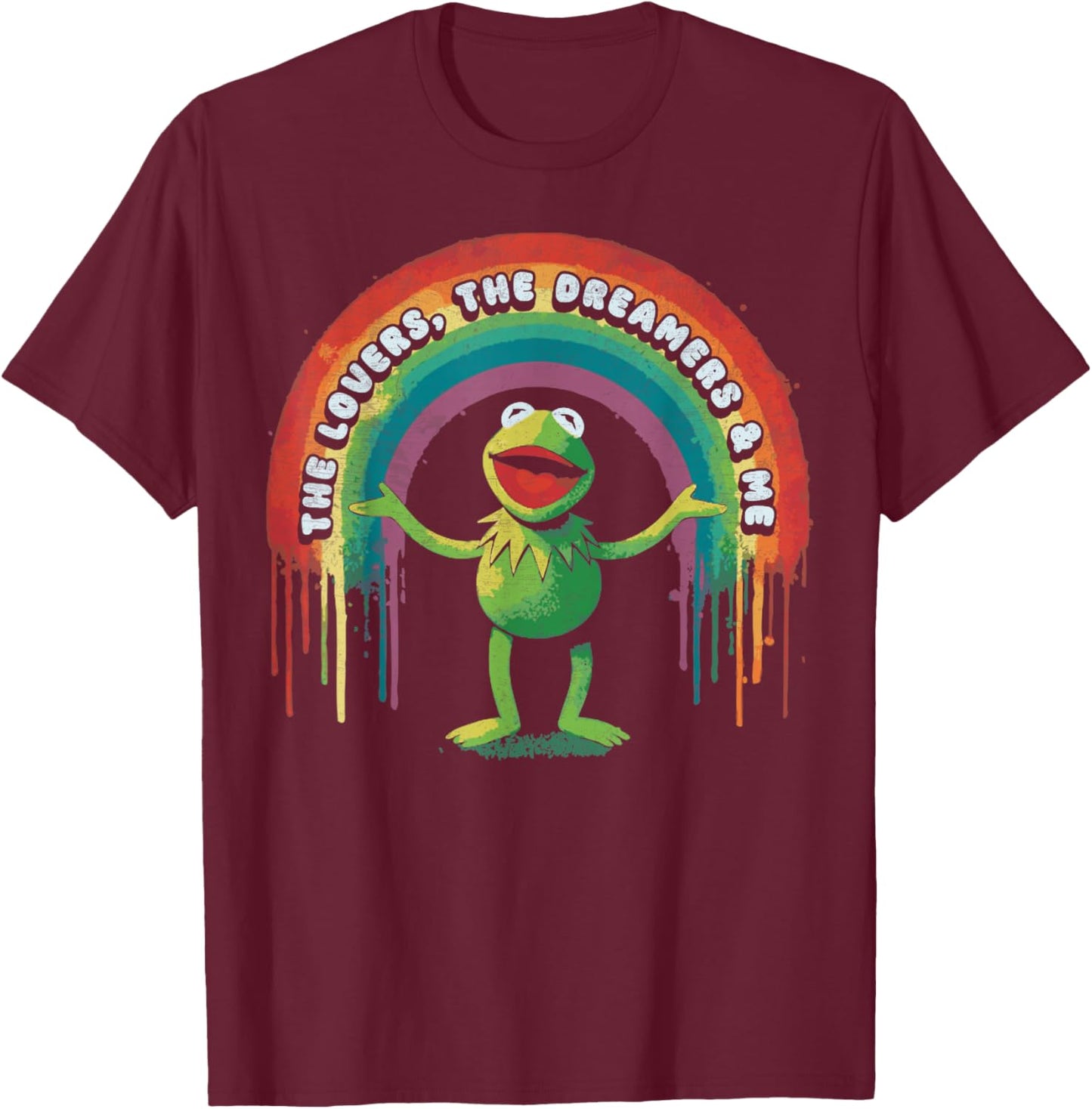 Funny Retro Rainbow Frog Connection The Lovers The Dreamers T-Shirt - T-Shirt | Maroon