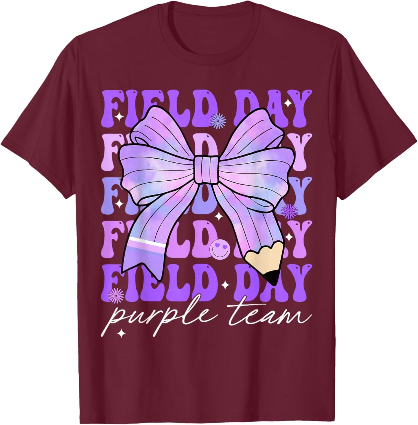 Field Day Teacher Student Kids Retro Field Day Purple Team T-Shirt - T-Shirt | Maroon