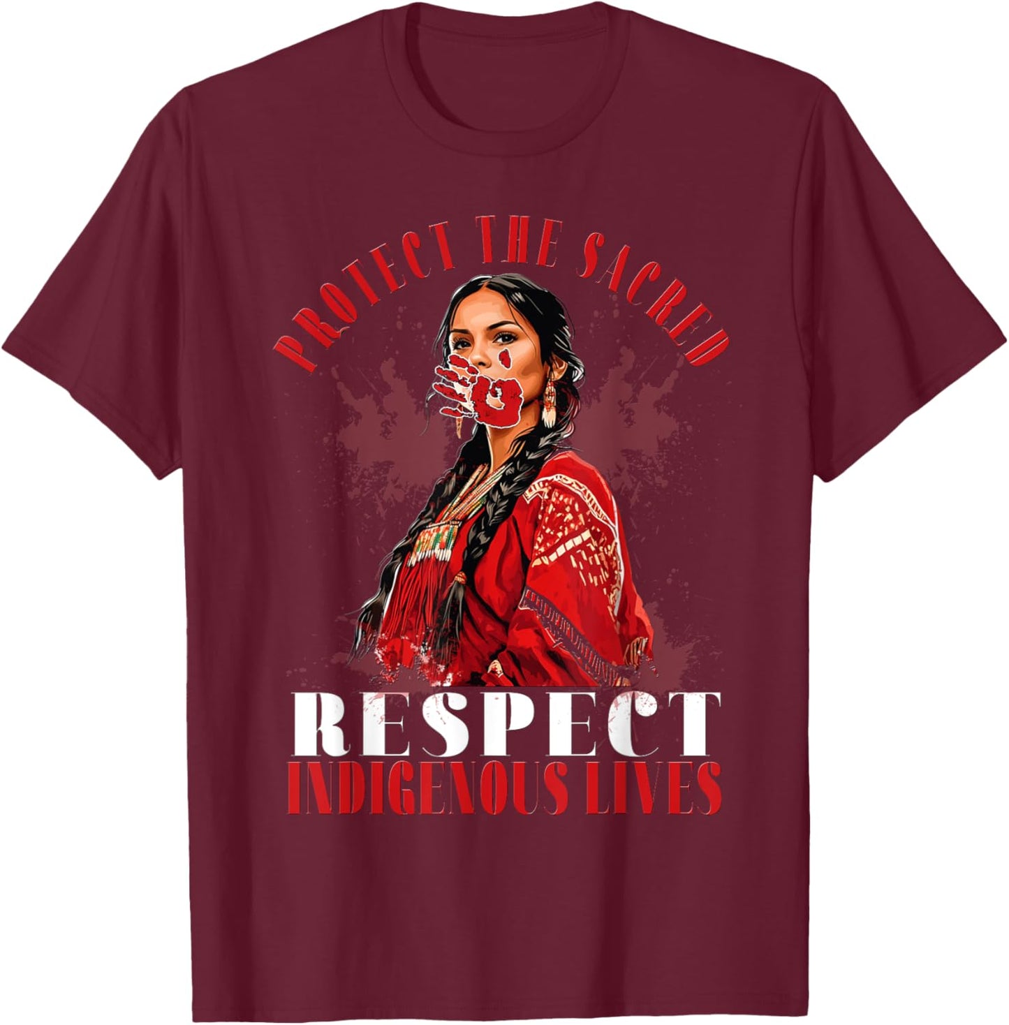 MMIW Awareness Indigenous Women Stolen Sisters Native Art T-Shirt - T-Shirt | Maroon