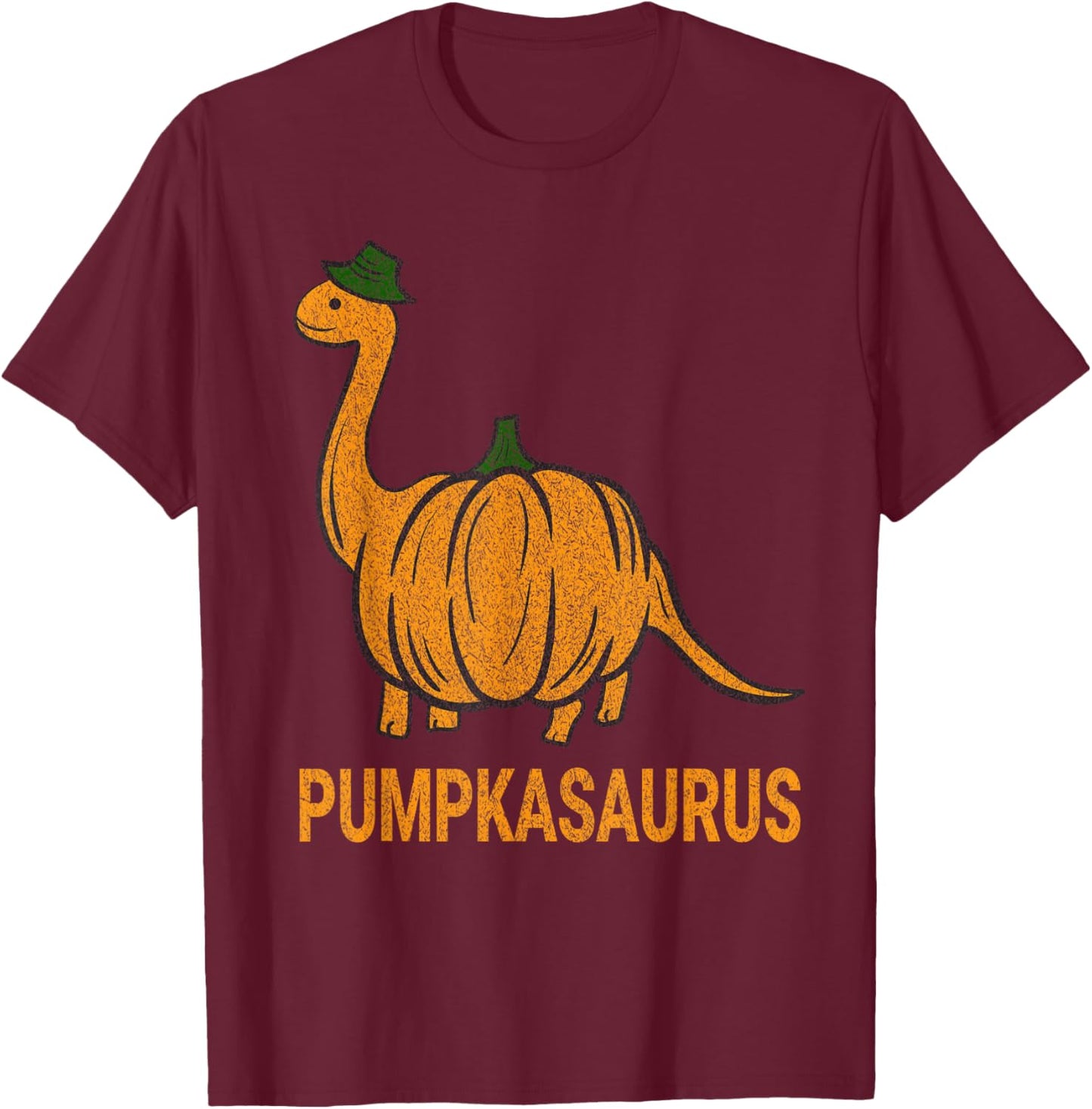 Pumpkasaurus Pumpkin Dinosaur Funny Dino Halloween T-Shirt - T-Shirt | Maroon