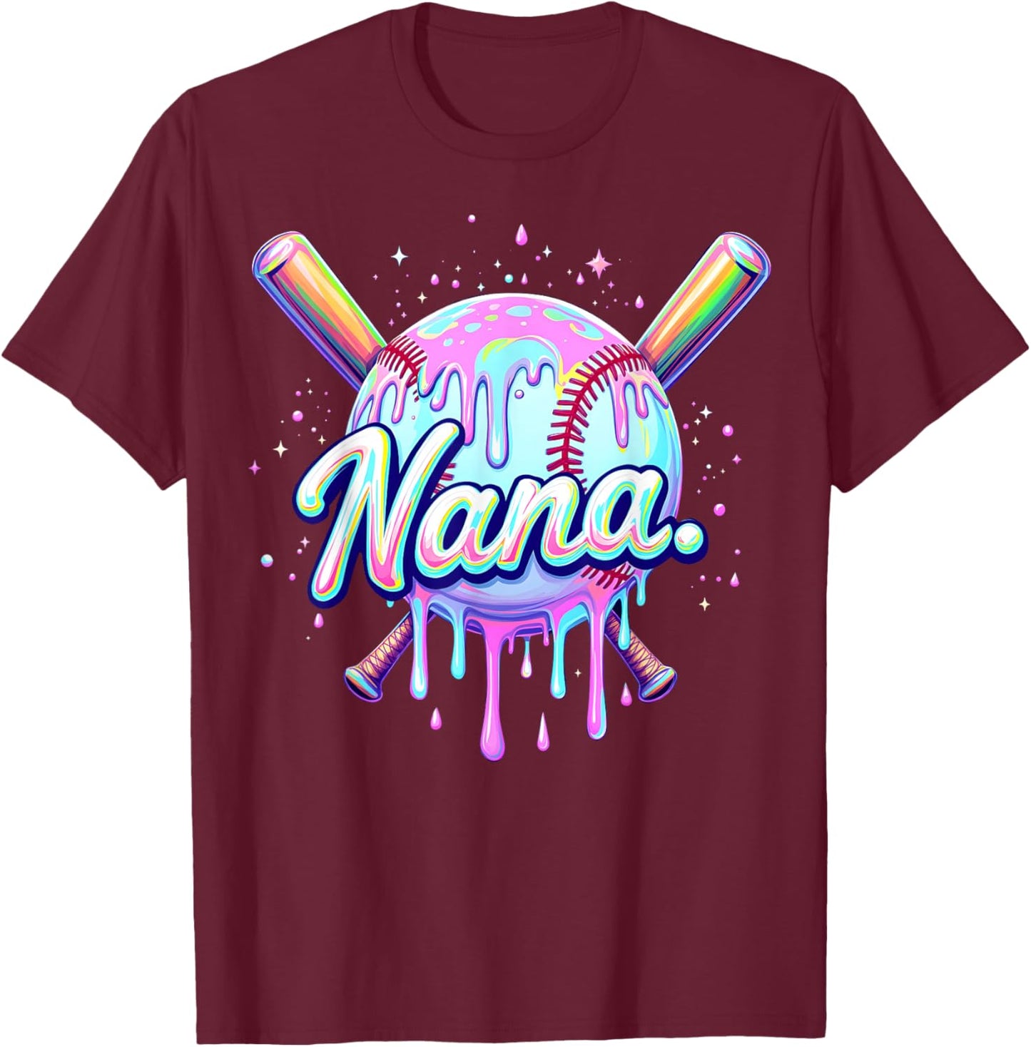 Baseball Drip Nana Cute Tie Dye Baseball Women Mother's Day T-Shirt - T-Shirt | Maroon