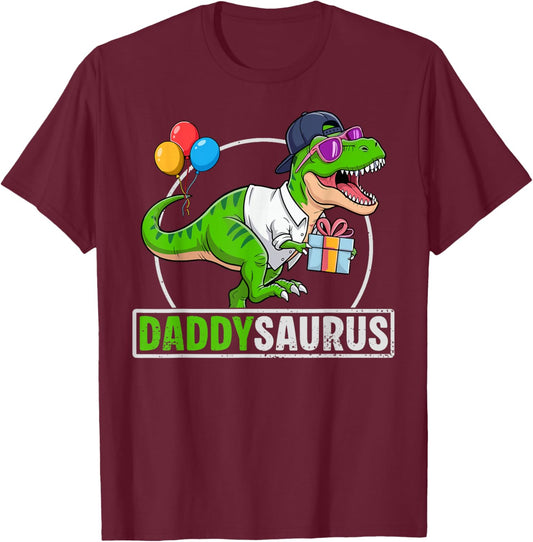 Daddysaurus T-Rex Dinosaur Dad Saurus Family Matching T-Shirt - T-Shirt | Maroon