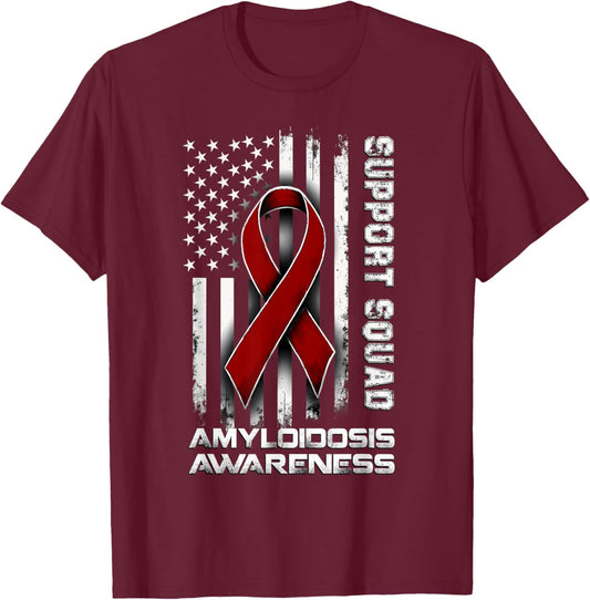 Retro Support Squad Amyloidosis Awareness T-Shirt - T-Shirt | Maroon