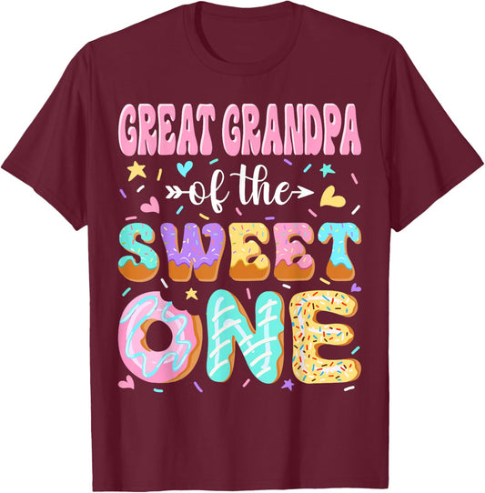 Great Grandpa of The Sweet One First Birthday Family T-Shirt - T-Shirt | Maroon