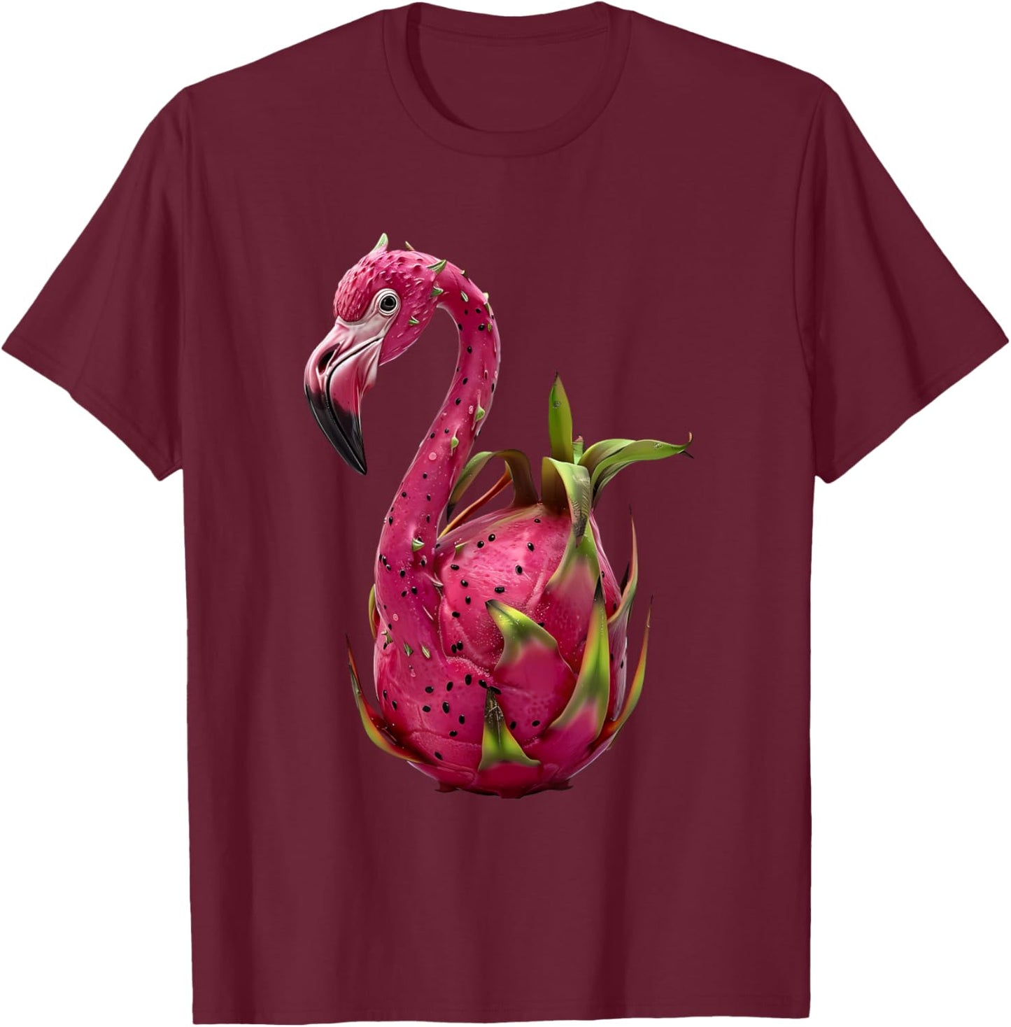 Flamingo Dragon Fruit T-Shirt - T-Shirt | Maroon