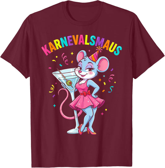Carnival Mouse Women's Costume Set Cologne Alaaf Red White T-Shirt - T-Shirt | Maroon