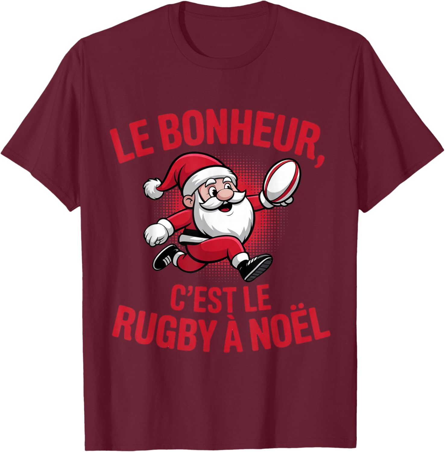 Santa Claus Rugby Funny Gift Men Kids T-Shirt - T-Shirt | Maroon