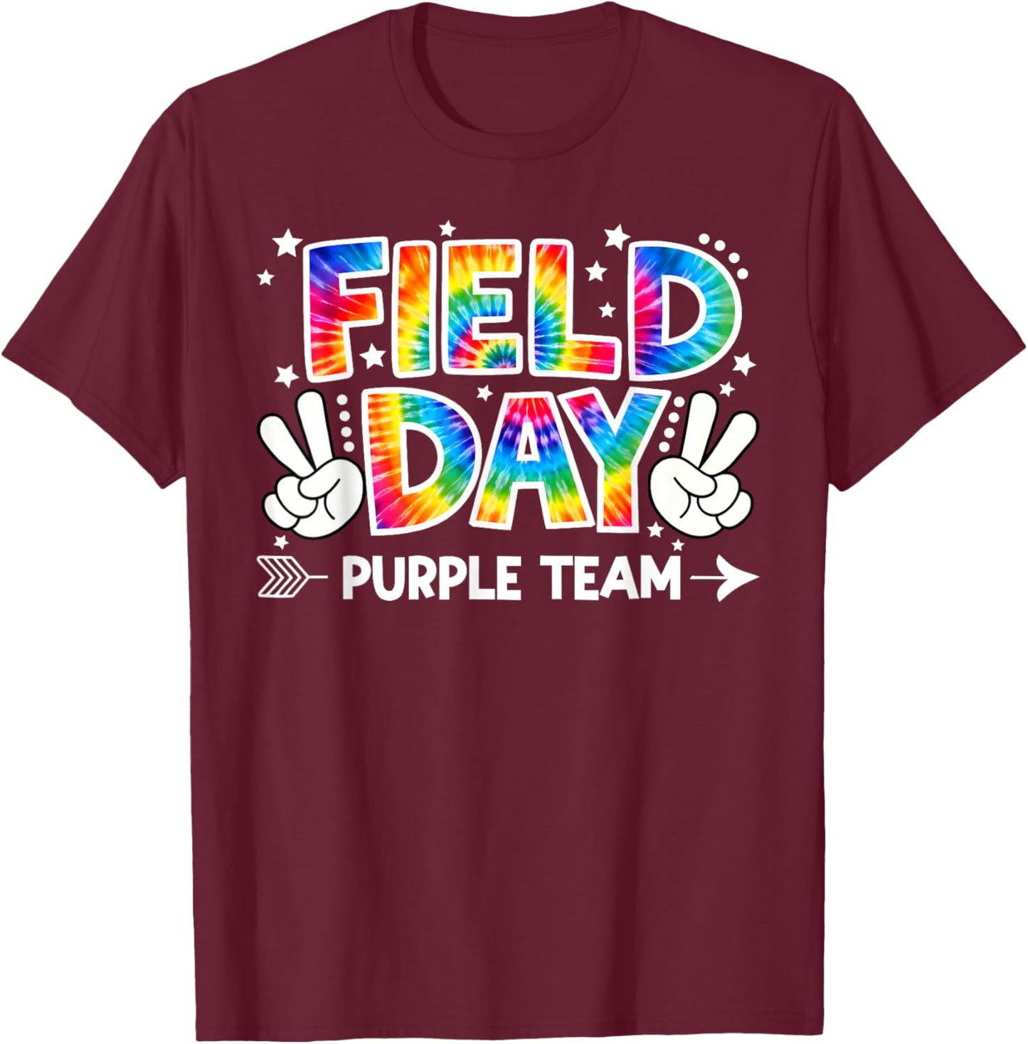 Field Day Purple Team Peace Hand Tie Dye Men Women Kid T-Shirt - T-Shirt | Maroon