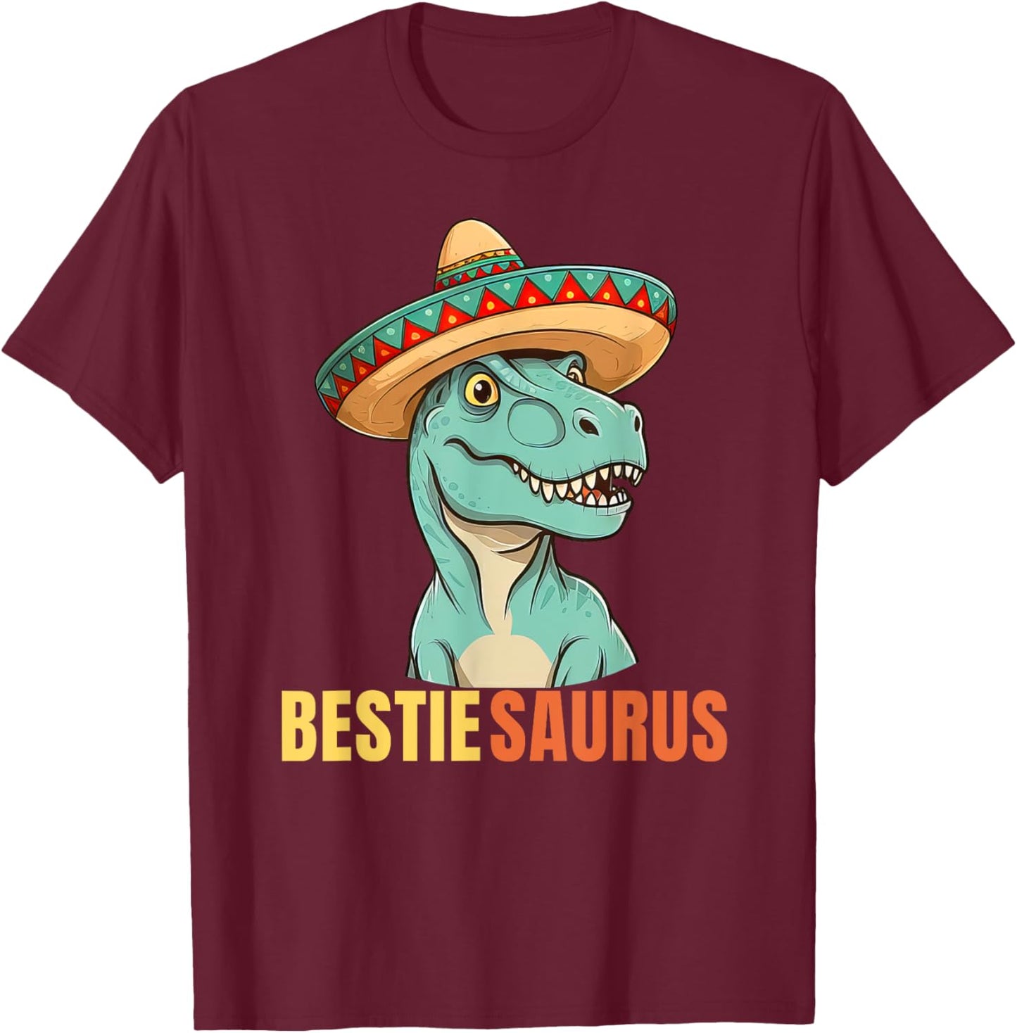 Bestiesaurus Funny Friend Saurus Matching BFF Dinosaur T Rex T-Shirt - T-Shirt | Maroon