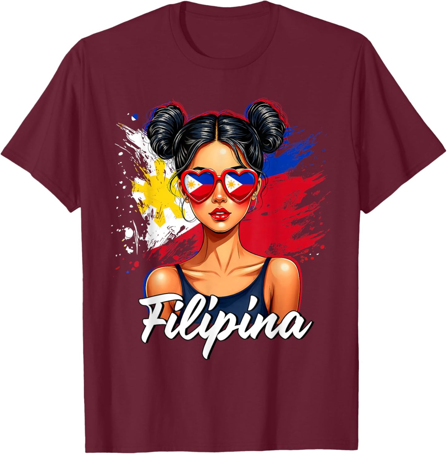 Filipina Flag Filipino Girl Philippines Pinay Women Girls T-Shirt - T-Shirt | Maroon