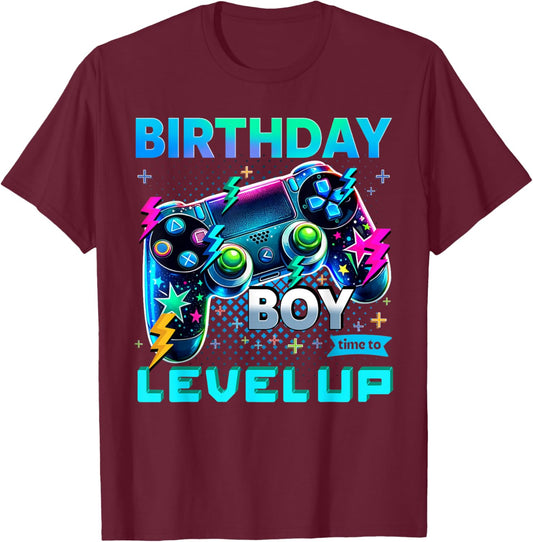 Birthday Boy Time To Level Up Video Game Birthday T-Shirt - T-Shirt | Maroon