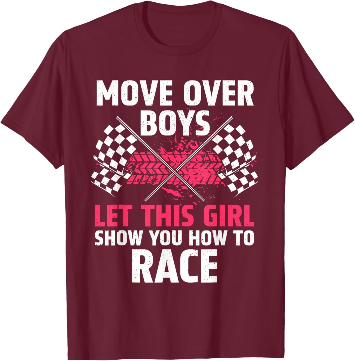 Funny Race Car Driver Art For Girls Women Kids Racing Lover T-Shirt - T-Shirt | Maroon