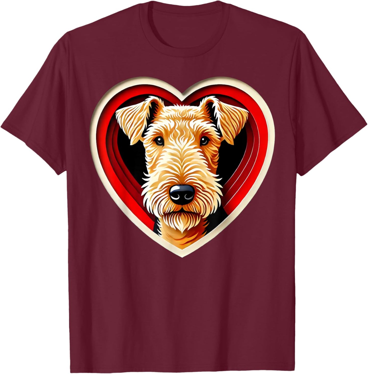 Airedale Terrier Heart Cute Puppy Dog Lover T-Shirt - T-Shirt | Maroon