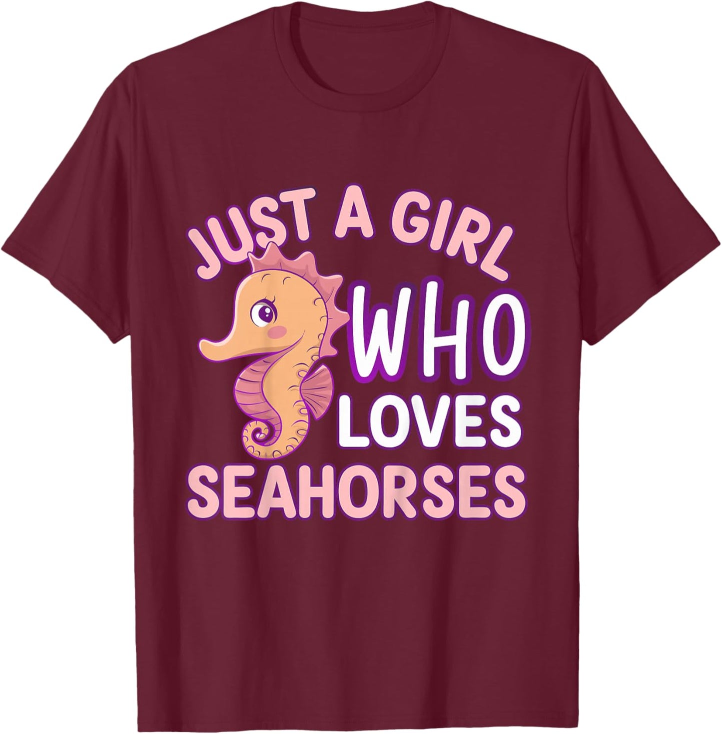 Kids Girl Seahorse Kids T-Shirt - T-Shirt | Maroon