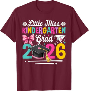 Little Miss Kindergarten Grad 2026 Girls Kids Graduation T-Shirt - T-Shirt | Maroon