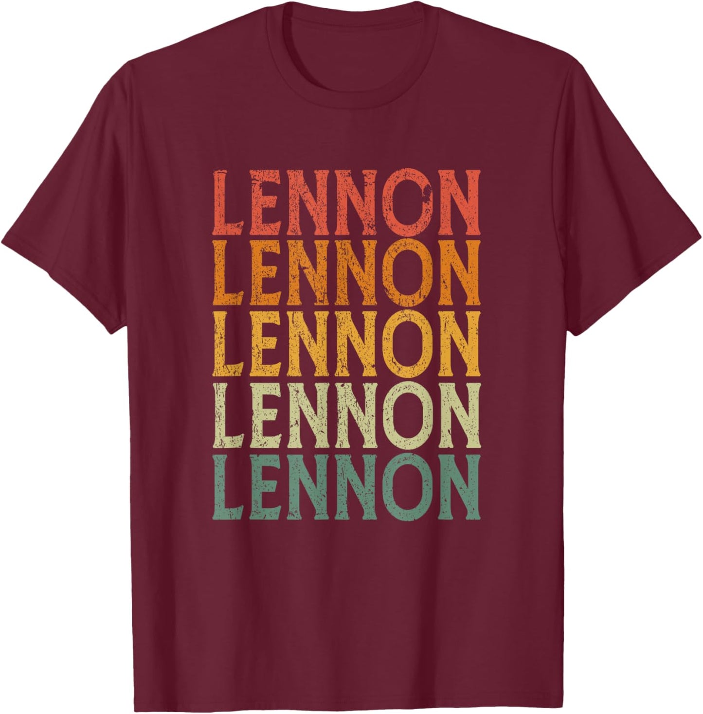 Retro Custom First Name Lennon T-Shirt - T-Shirt | Maroon