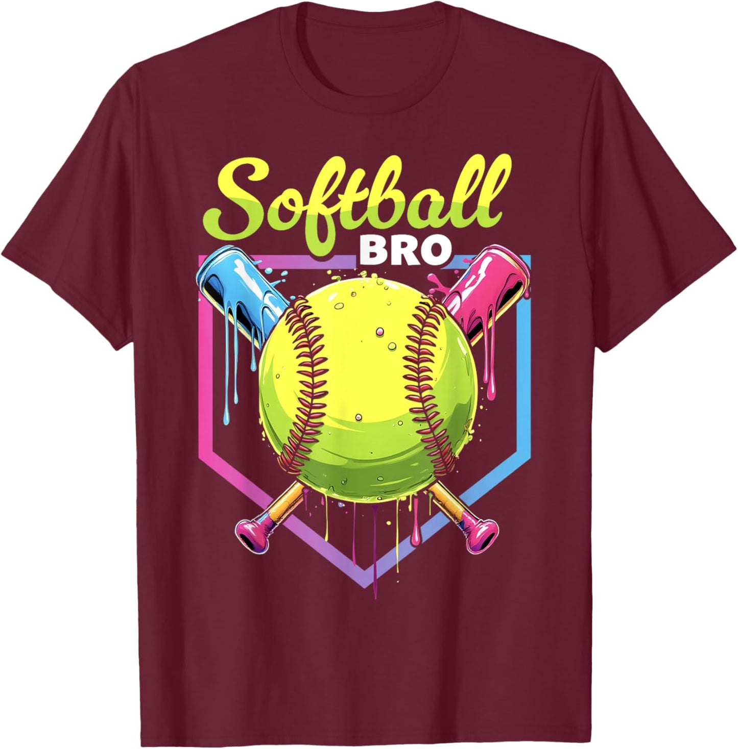 Softball Drip Brother Ice Cream Softball Boys Sports T-Shirt - T-Shirt | Maroon