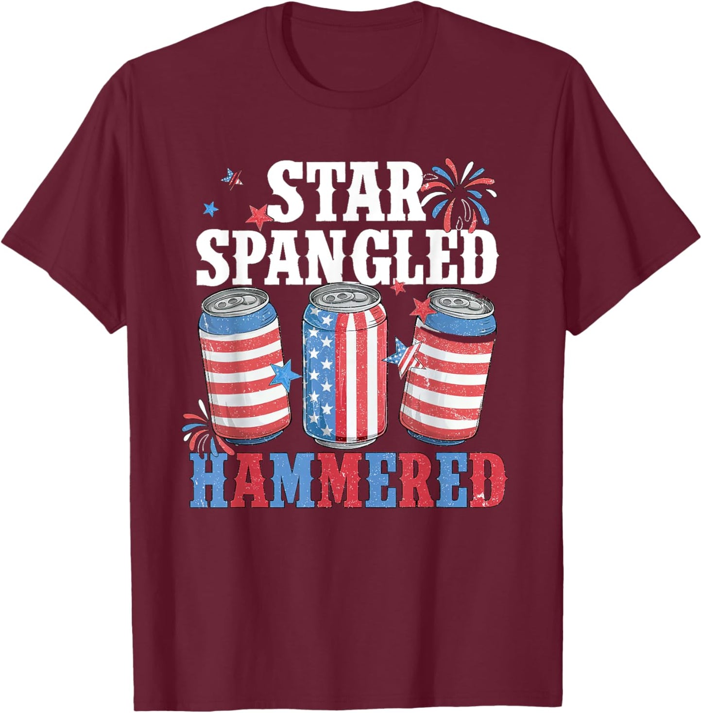 Retro Getting Star Spangled Hammered America 4th Of July Men T-Shirt - T-Shirt | Maroon