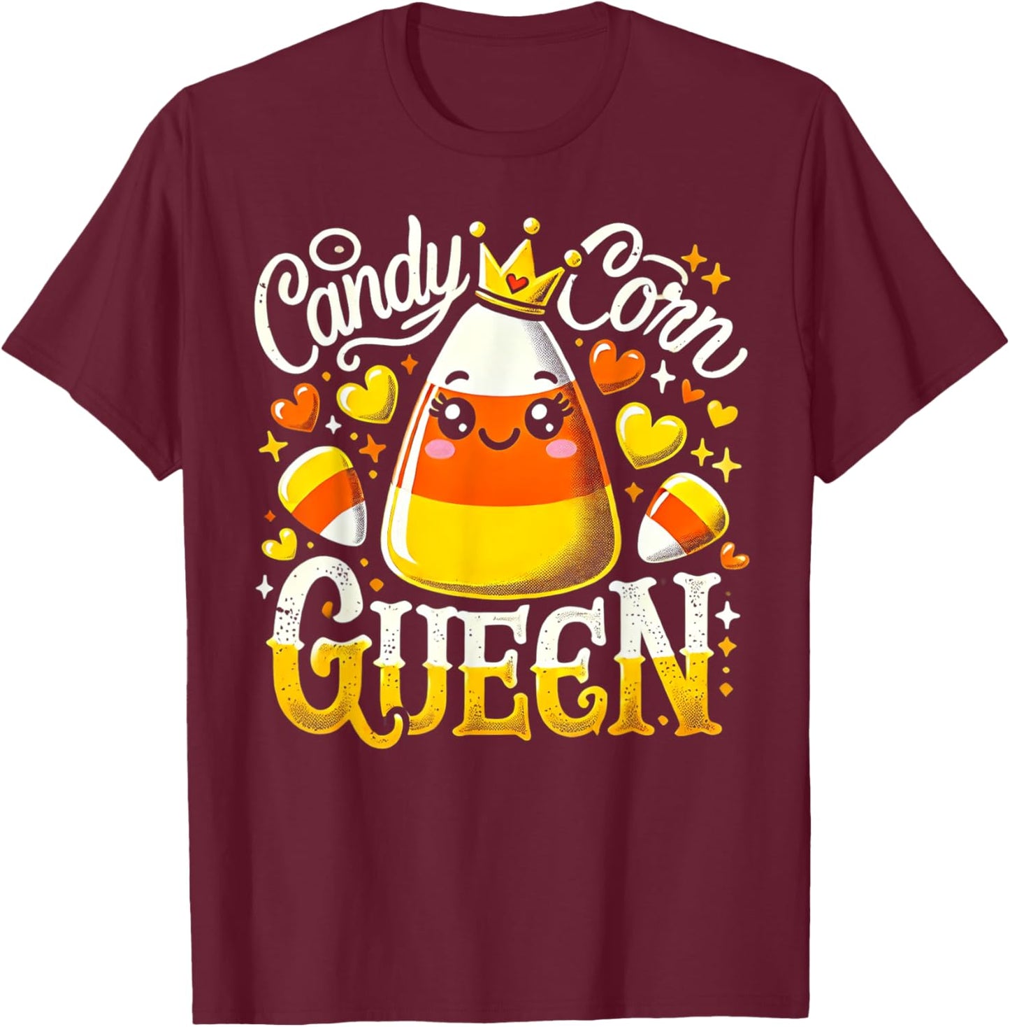 Candy Corn Queen Halloween Party Cute Costume Funny T-Shirt - T-Shirt | Maroon