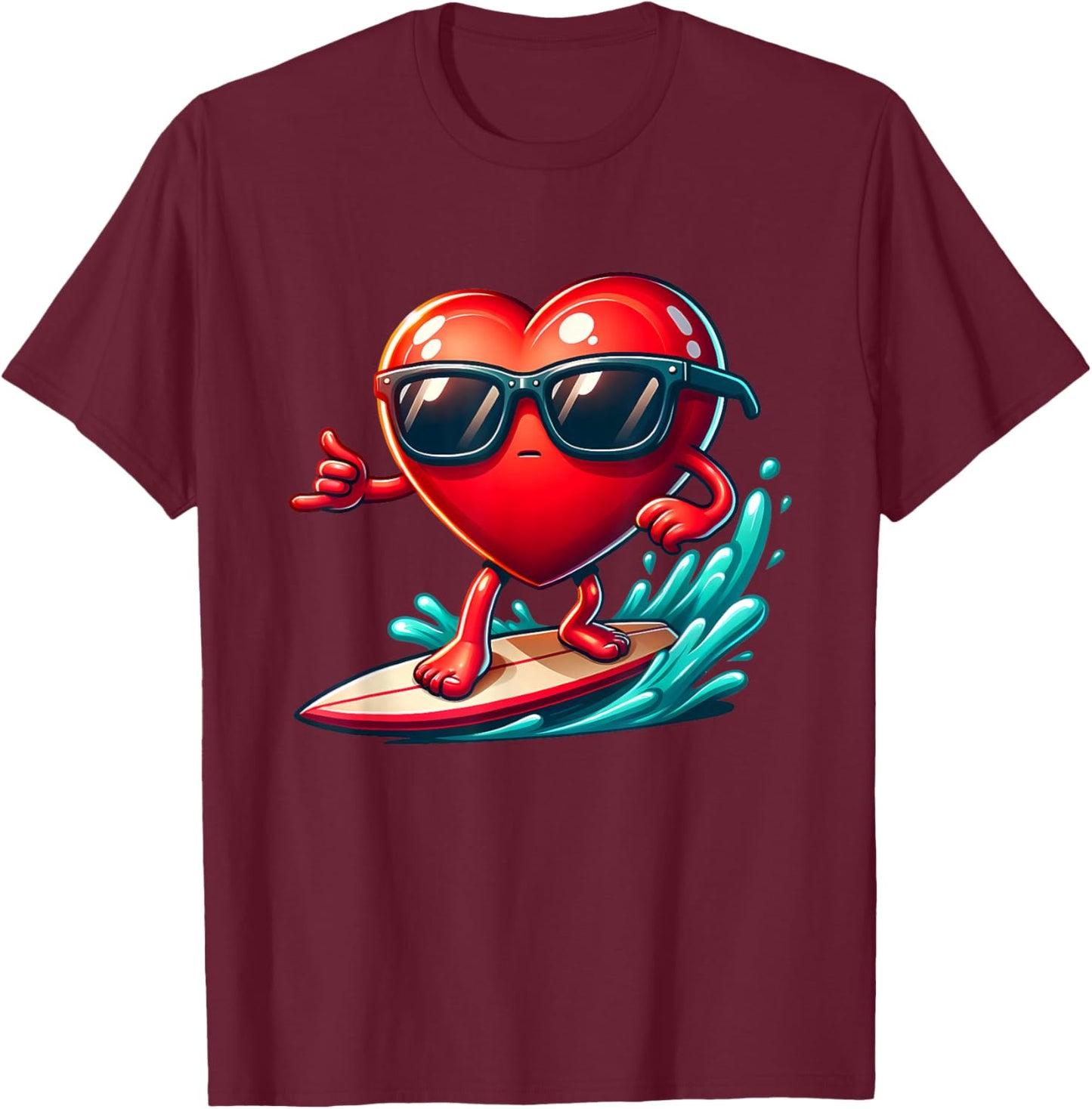 Funny Valentine Surfing Surfer Surf Water Sports Couples T-Shirt - T-Shirt | Maroon