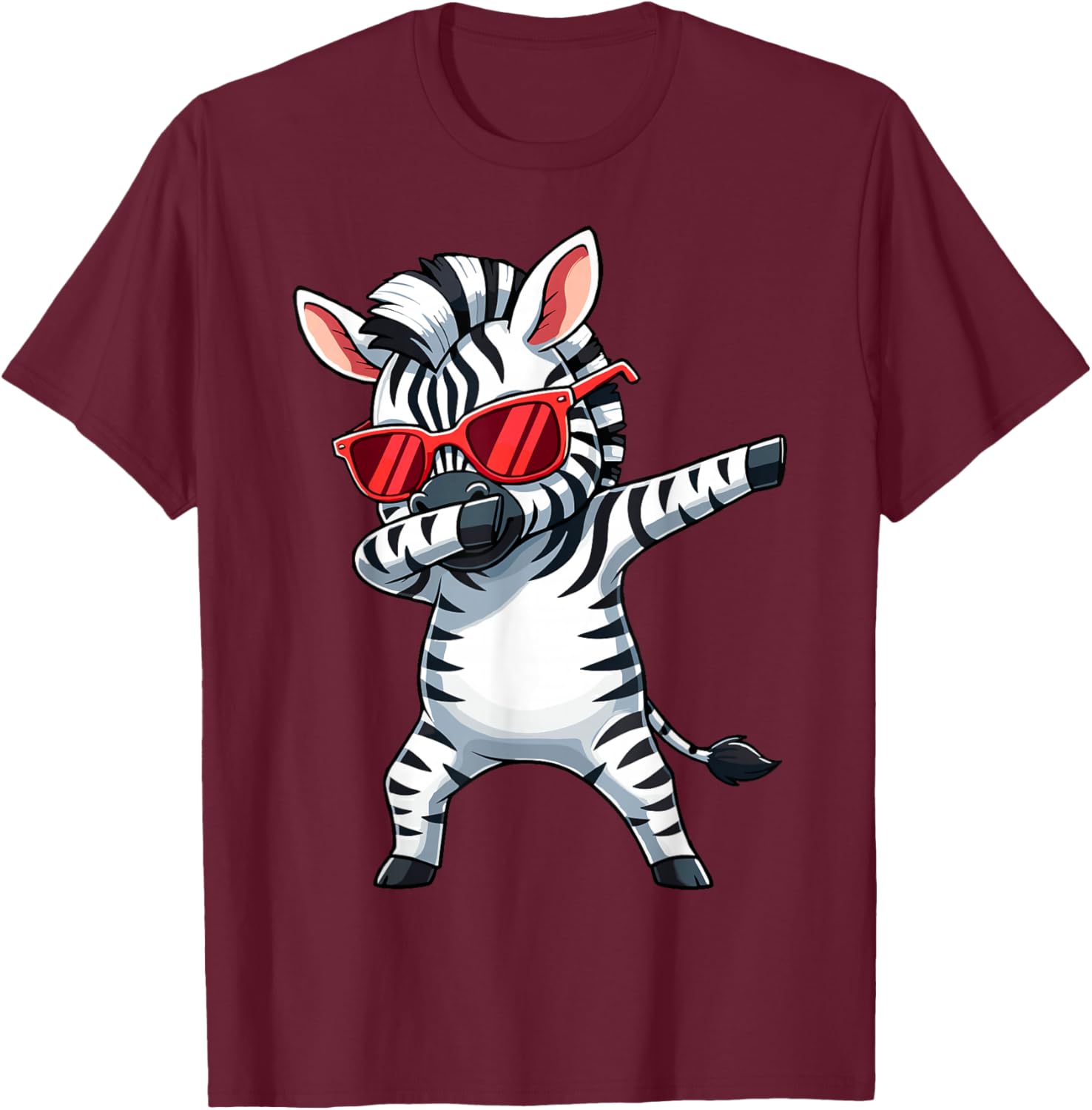 Dabbing Zebra Sunglasses Animal Zebra T-Shirt - T-Shirt | Maroon