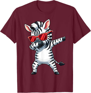 Dabbing Zebra Sunglasses Animal Zebra T-Shirt - T-Shirt | Maroon
