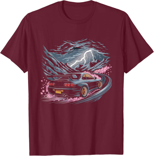 Japanese Car Men JDM Japan Street Racing Streetwear T-Shirt - T-Shirt | Maroon
